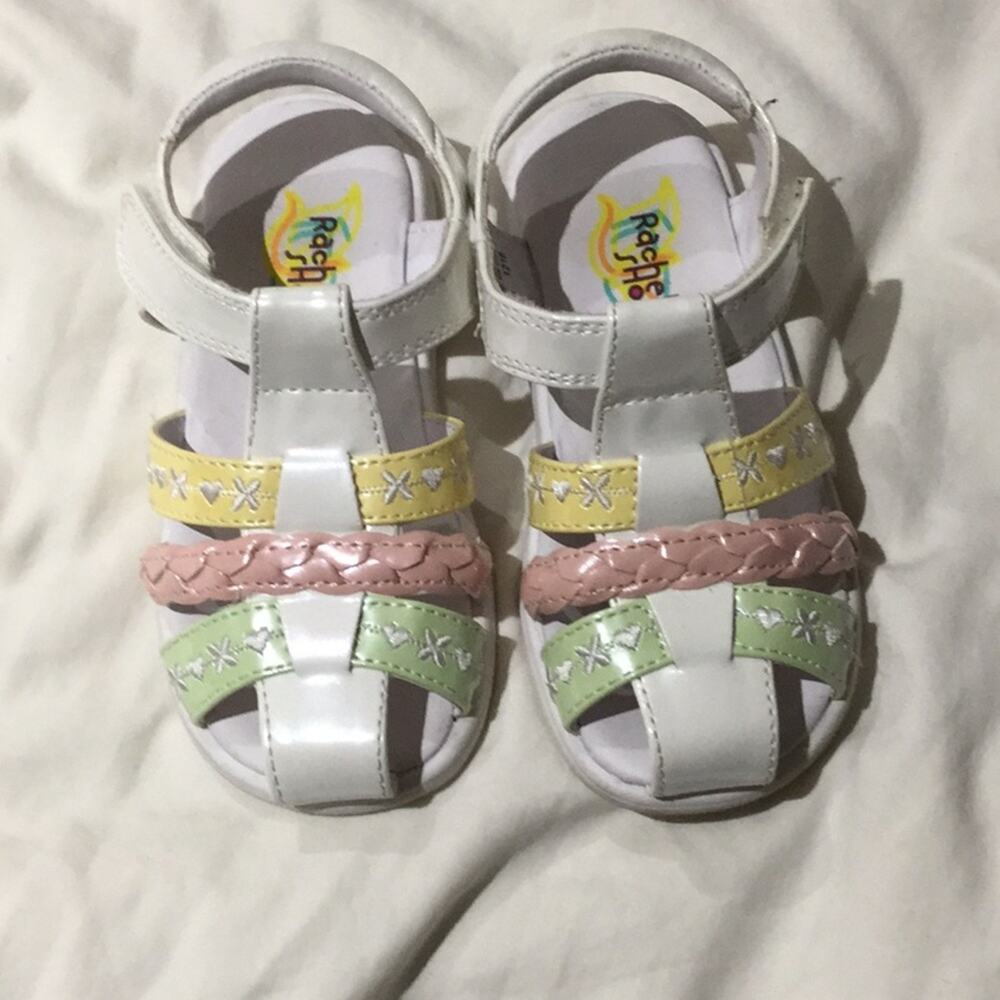 White patent like pastel Velcro maryjanes 8 worn 1